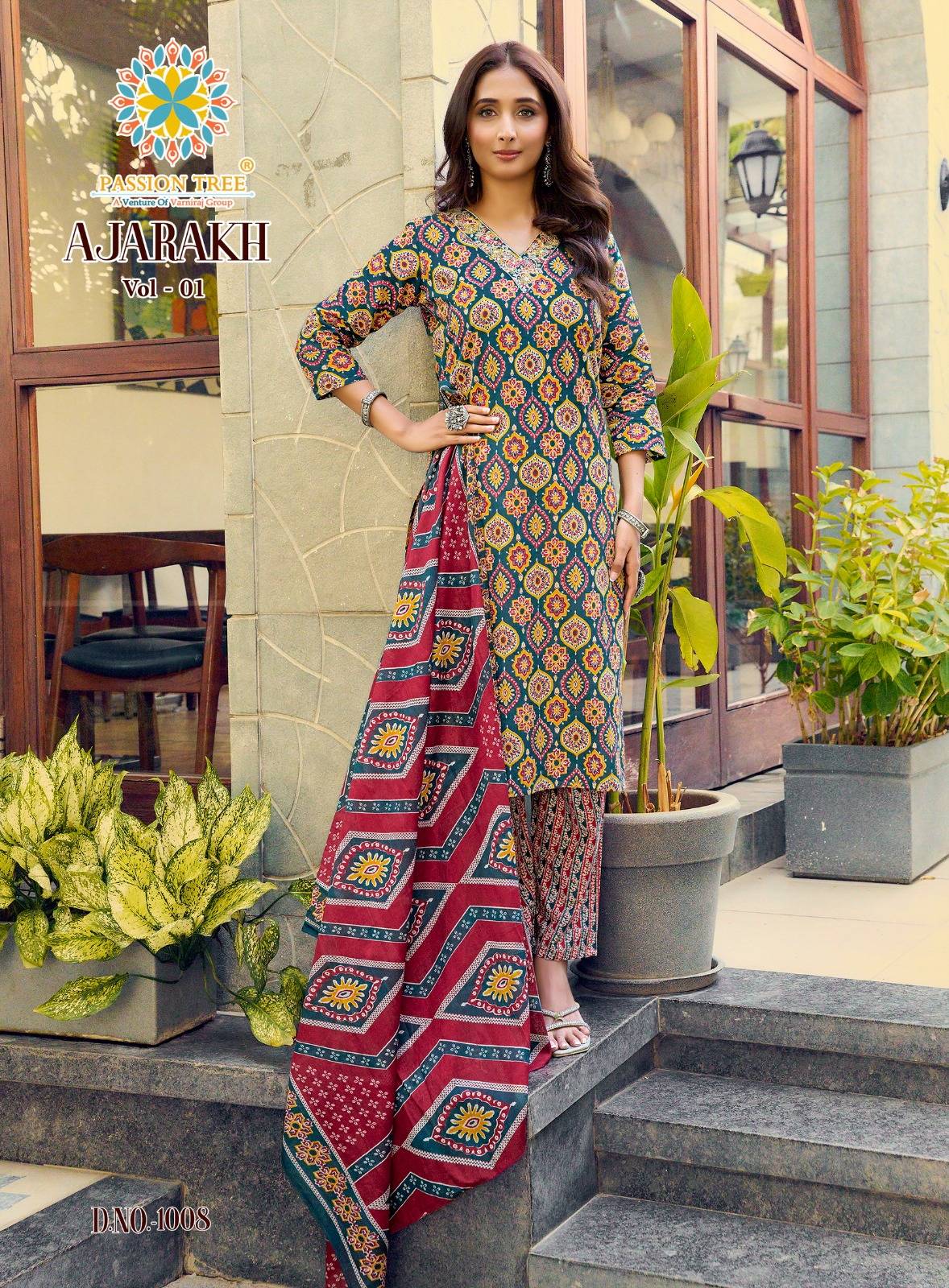  AJARAKH VOL-1 By PASSION TREE 1001 To 1008 Series Beautiful Festive Suits Colourful Stylish Heavy Heavy Cotton readymade dresses At Wholesale Price